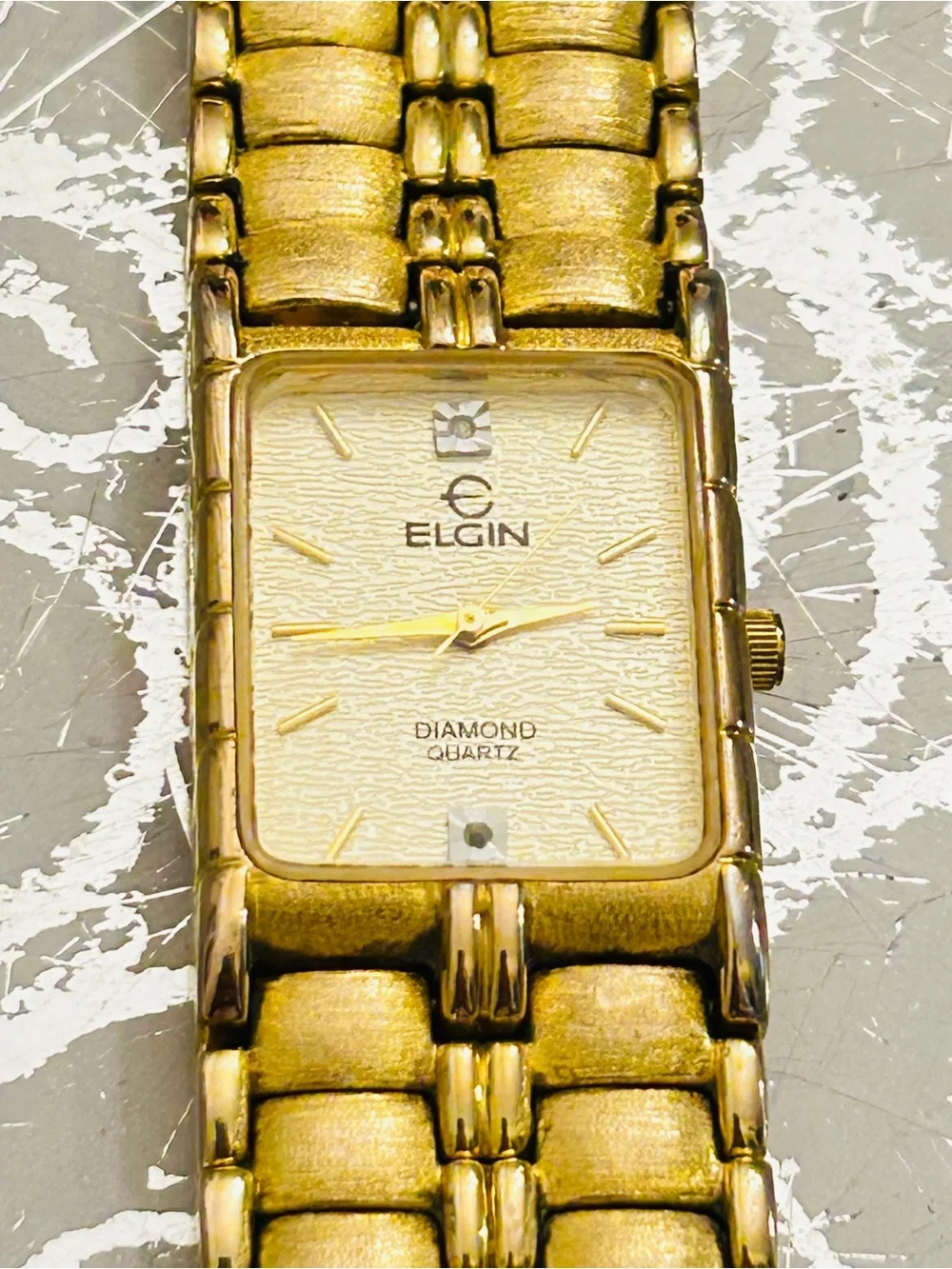 Elgin Vintage Women's Gold-Tone Rectangular Bracelet Watch